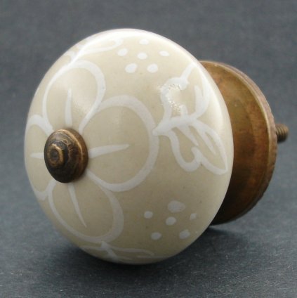 Keramická úchytka -Pivoňka krémová