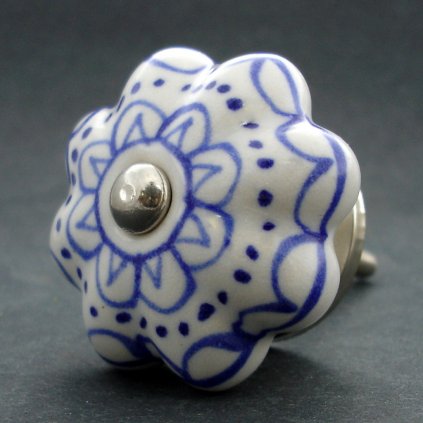 Keramická úchytka-Modrá krajka