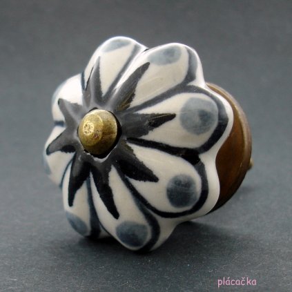 Keramická úchytka-Hvězda s šedými puntíky