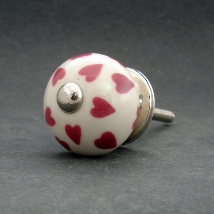 Keramická úchytka-Růžová srdíčka MALÁ