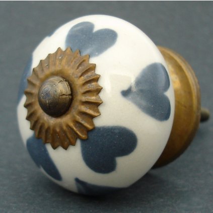 Keramická úchytka-Šedá srdíčka