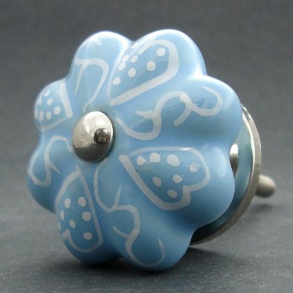 Keramická úchytka- Modrá s bílým vzorem