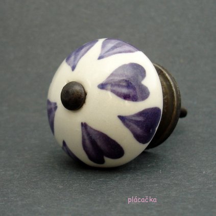 Keramická úchytka-Fialová srdíčka