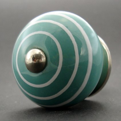 Keramická úchytka -Tyrkysová s proužky