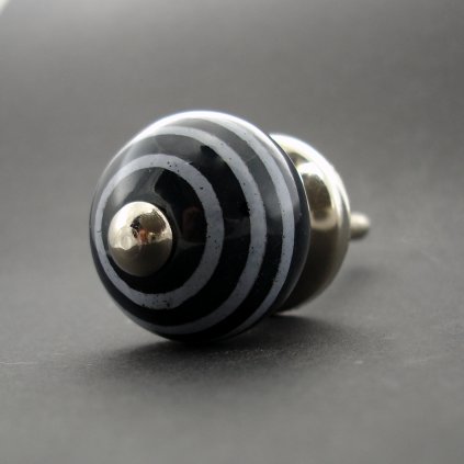 Keramická úchytka-Černá s proužky-MALÁ