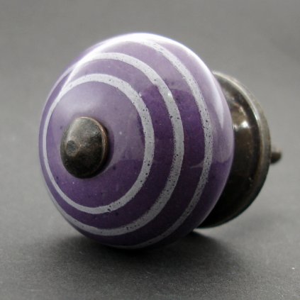 Keramická úchytka -Fialová s proužky