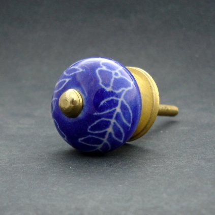 Keramická úchytka-Povíjnice modrá rytá MALÁ