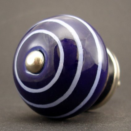 Keramická úchytka-Modrá tmavá s proužky