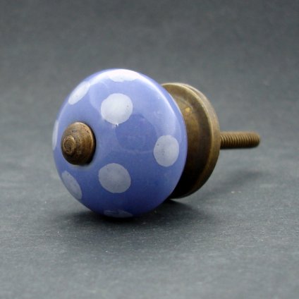 Keramická úchytka-Modrá pastel s puntíkem MALÁ