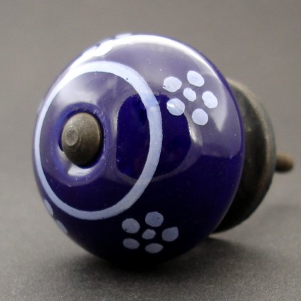 Keramická úchytka -Sedmikráska tmavě modrá