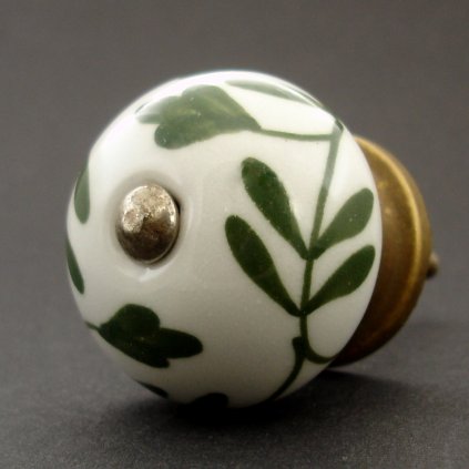 Keramická úchytka -Břečťan-Vintage zelená