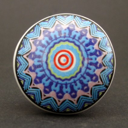 Keramická úchytka-Mandala modrorůžová-POTISK