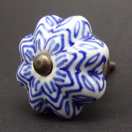 Keramická úchytka-Vločka modrá
