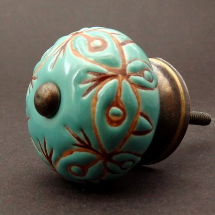 Keramická úchytka-Tyrkys tmavý a skořice