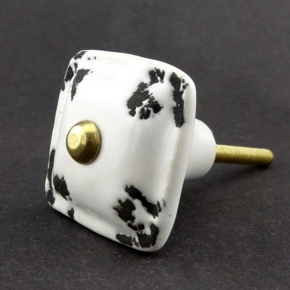 Keramický úchyt-Bílý s patinou