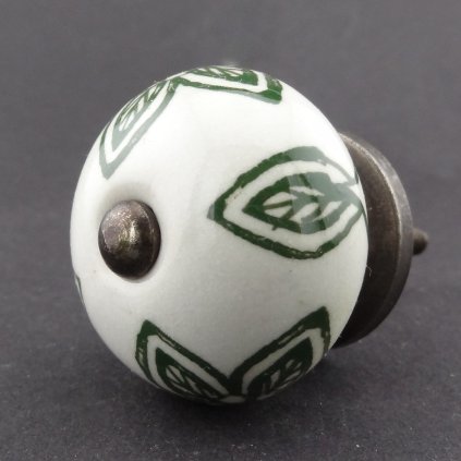 Keramická úchytka-Julie-Vintage zelená na bílé