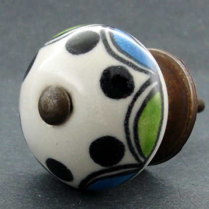 Keramická úchytka-Modré a zelené vlny