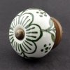 Keramická úchytka-Kakost-Vintage zelená na bílé