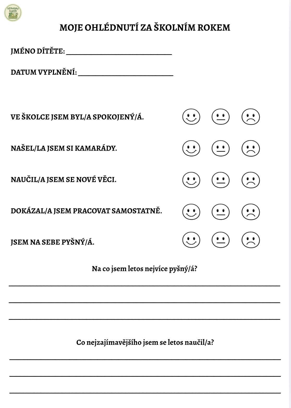 Moje ohlédnutí za školním rokem