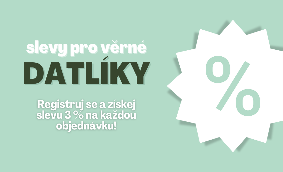 obrázek s informací, že máme na e-shopu věrnostní program. Zákazník získá po registraci 3 % slevu.