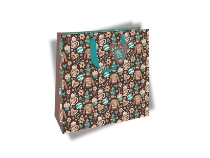 Vánoční dárková taška svetry hnědá velká