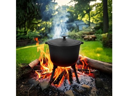 Litinový lovecký kotlík se smaltovaným vnitřkem, 8 L