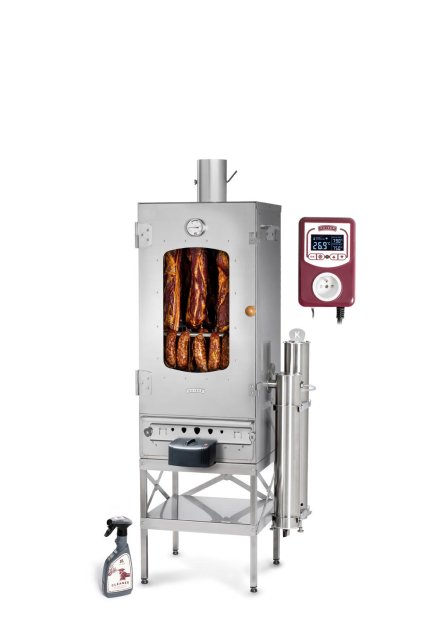 Udírna Kaiser poloautomatická nerezová prosklená 80 s termostatem