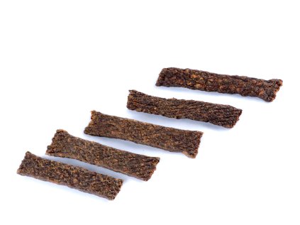 Sušené maso pro psy - 100 g (JEHNĚČÍ, ZVĚŘINA, KRÁLÍK, KACHNA, KRŮTA, HOVĚZÍ...)