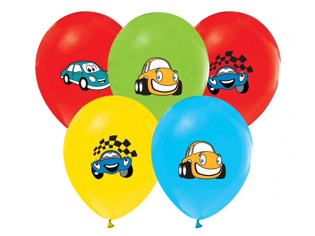 Nafukovací balónky 5ks Veselá, kreslená autíčka Go | Papírnictví U Dvou  Pastelek