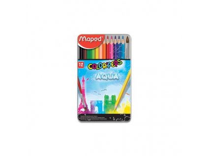 Pastelky MAPED ColorďPeps AQUA 12ks Metal Box