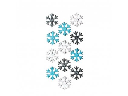 Samolepky vánoční 3D glitrové - SNOWFLAKES, 12 Ks
