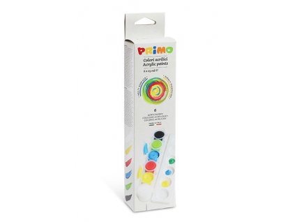 Akrylové barvy PRIMO, sada 6 x 25 ml, paleta, blistr