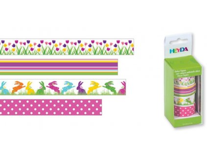 Páska washi 1,5cm x 5m papírová, tulipány 4 ks