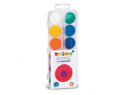 Vodové barvy PRIMO ECONOMY, průměr 25mm, 12ks+štětec