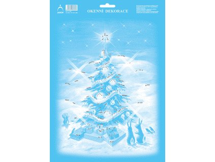 Okenní folie vánoční s glitry 25x35 - Vánoční strom