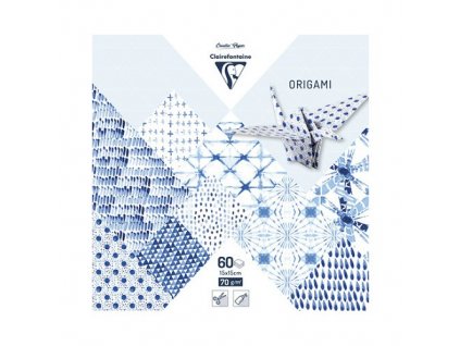 Papíry na origami 15x15cm (60ks), modro-bílé Shibori