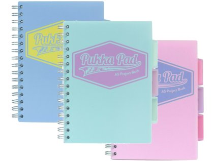 Spirálový sešit "Pastel project book", blue, A5, linkovaný, 100 listů, PUKKA PAD
