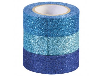 Sada samolepících třpytivých pásek- světle modrá, modrá a tmavě modrá