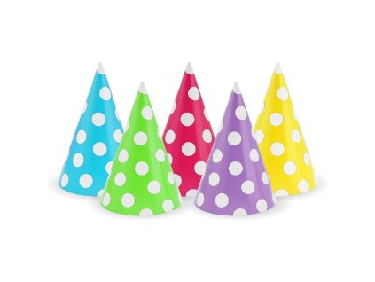 Čepička papírová s puntíkem mix barev 5ks
