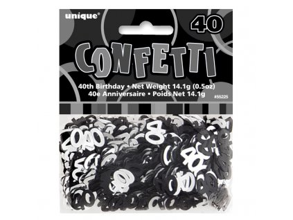 Konfety metalické, narozeninové čísla 40 černé a s