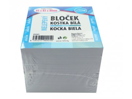 Bloček KOSTKA bílá 85 x 85 x 80mm, nelepená LUMA