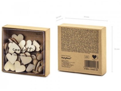 Konfety dřevěné Srdce 2x2cm/50ks přírodní