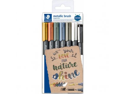 staedtler metallic brush 8321 metalicky dekoracni steteckovy popisovac sada 6 barev