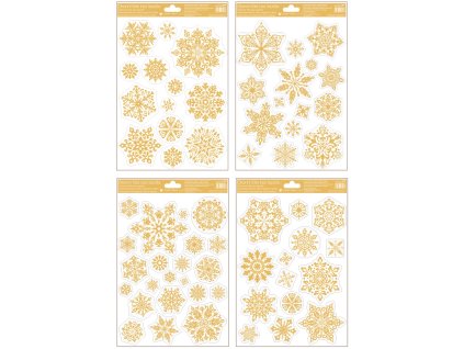 Okenní fólie vločky lesklé zlaté 20 x 30 cm