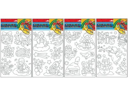 Předlohy s vyvýšenou stříbrnou konturou 30 x 21 cm, vánoční