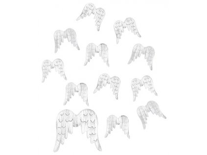 Andělská křídla dřevěná s lepíkem 3 cm, 12 ks