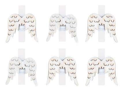 Andělská křídla dřevěná na kolíčku 3 cm, 6 ks, přírodní