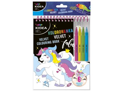 Omalovánky sametové 15x20cm/6archů+fixy Unicorn
