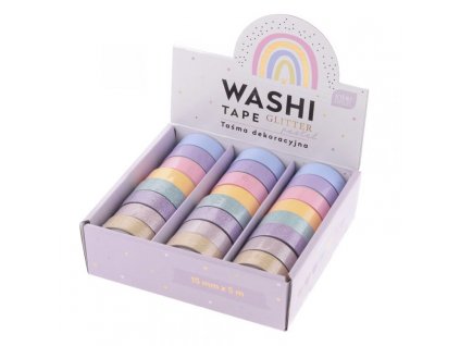 Samolepící  Washi  páska Glitter Pastel 15mmx5m,mix