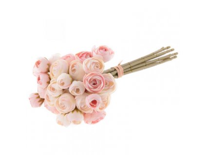 Umělá kytice -Pryskyřník, růžový 9ks 26cm